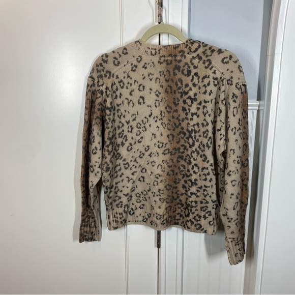 Brochu Walker Cashmere Wool Millie Leopard Printed Vee Boxy Cropped Sweater XS‎ - Picture 4 of 9